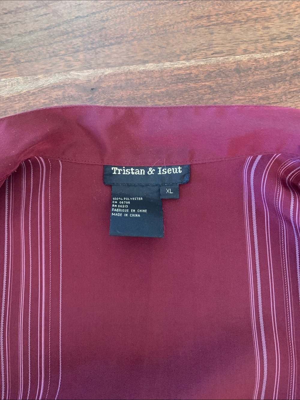 Tristan Burgundy & Lavender Striped Kimono Style Wrap Blouse, XL (M) - Picture 3 of 9